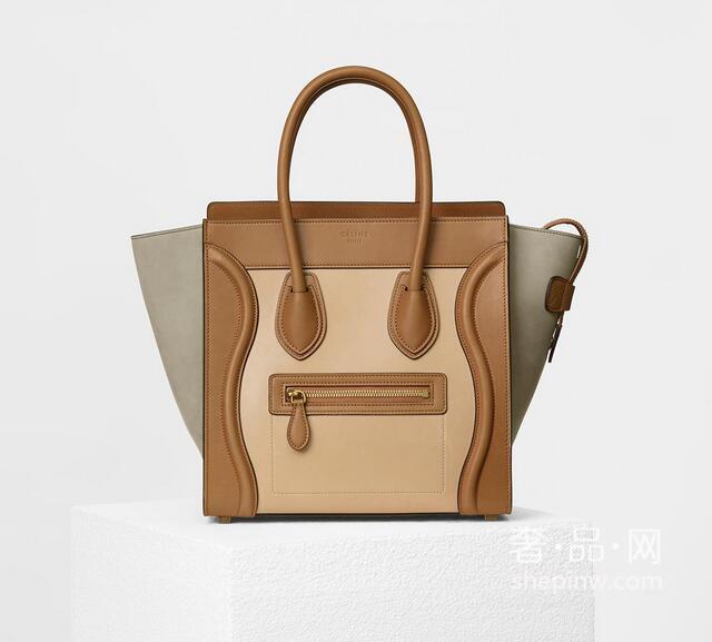 Celine 赛琳 Micro Luggage拼色天然小牛皮手提袋