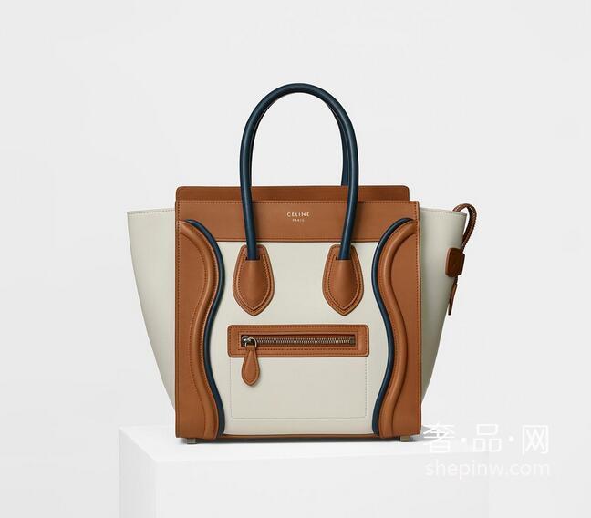 Celine 赛琳 笑脸包 Micro Luggage拼色光滑小牛皮滚边装饰手提袋