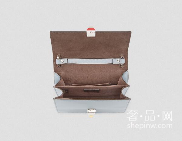 芬迪Fendi KanI系列手袋 kani mini板岩灰色小牛皮迷你手袋