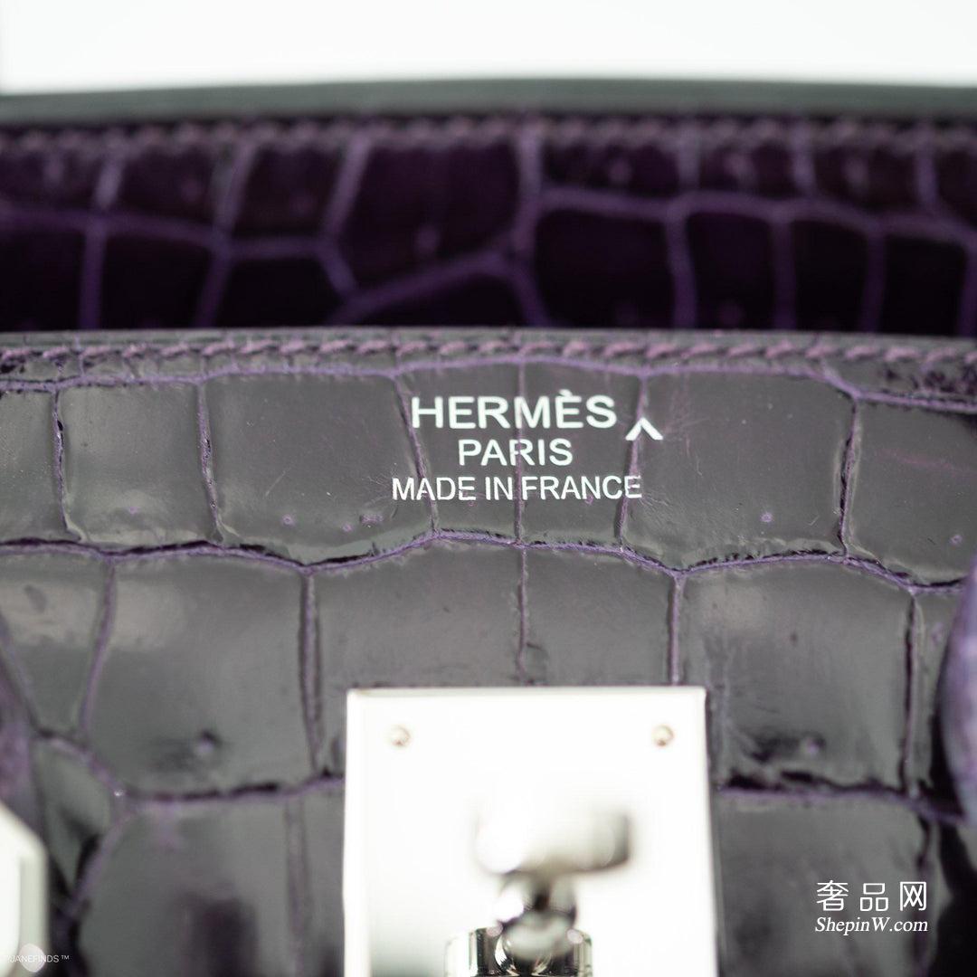 爱马仕铂金包官网价格查询  Hermès Birkin 35 Amethyst Porosus Crocodile