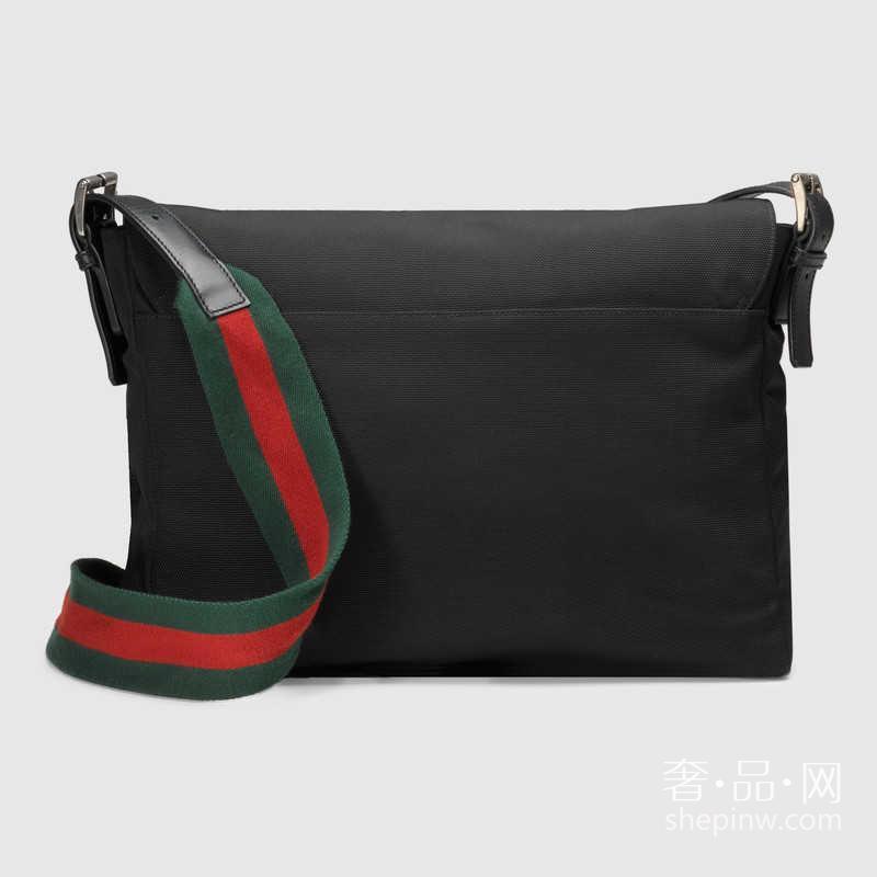 Gucci 黑色科技帆布邮差包款式 337073 KWT5N 1060 尼龙衬里