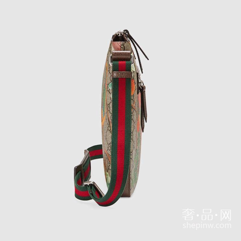 Gucci Tian GG高级人造革邮差包中号406408 K0L6N 8685花卉鸟类图案