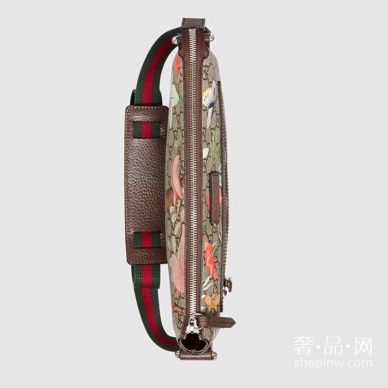 Gucci Tian GG高级人造革邮差包中号406408 K0L6N 8685花卉鸟类图案