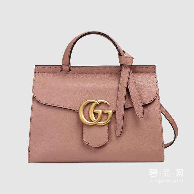 Gucci GG Marmont 小号 手提包421890 A7M0B 6813 双G古铜金