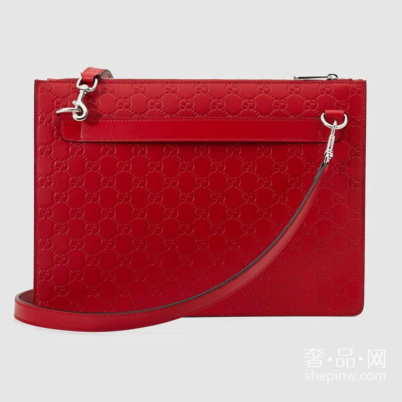 Gucci Signature 真皮邮差包芙蓉红429004 CWC1N 6433