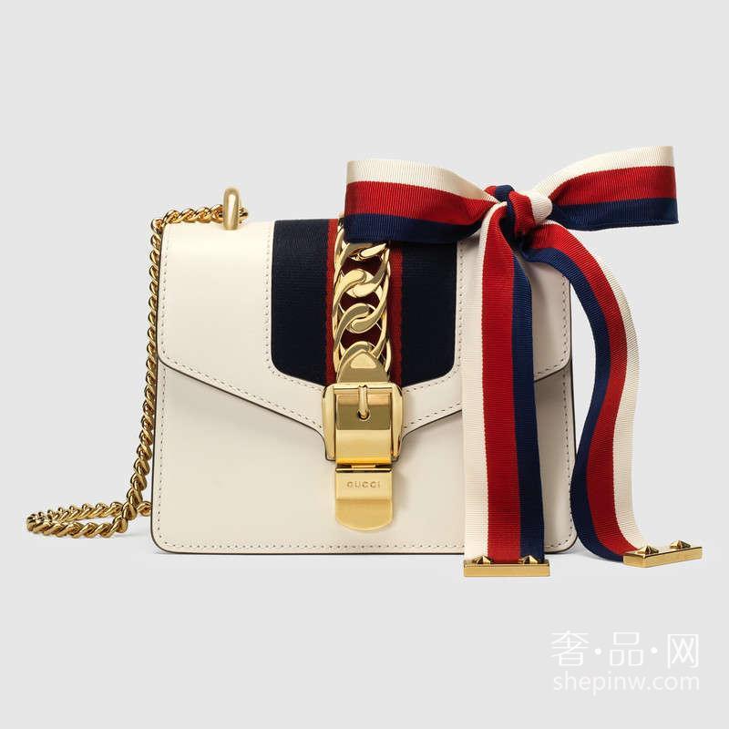 Gucci Sylvie 迷你链条包 431666 CVLEG 8605 Sylvie 白色包袋