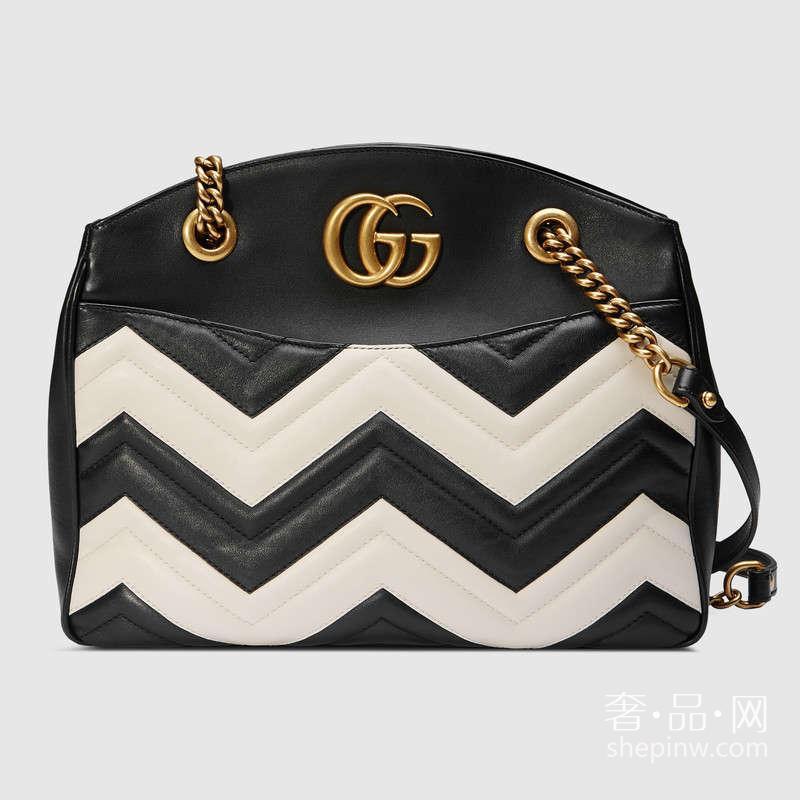 Gucci GG Marmont绗缝购物袋443501 DRWRT 1089黑白色