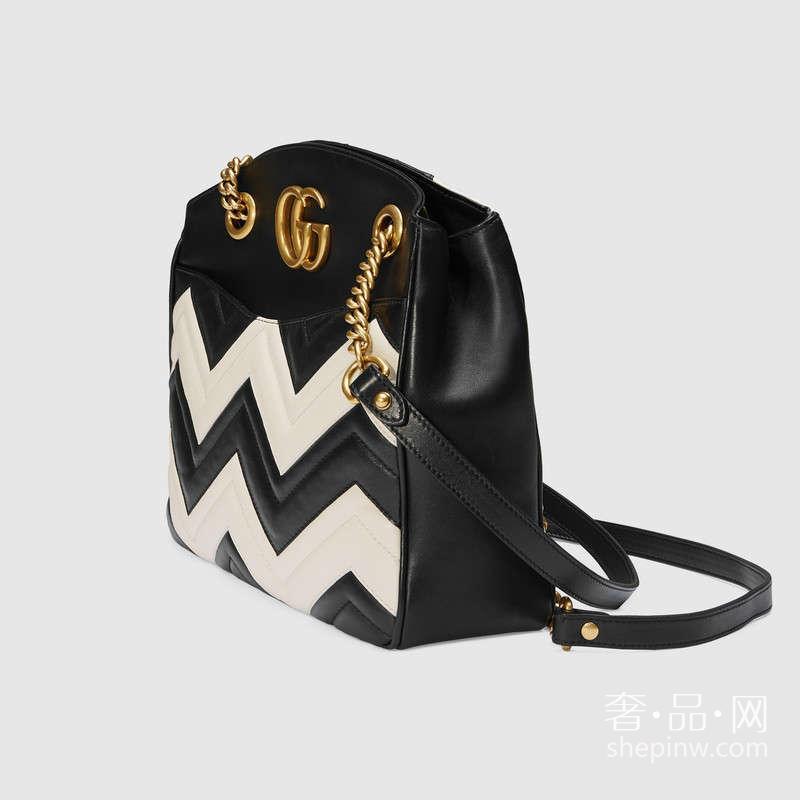 Gucci GG Marmont绗缝购物袋443501 DRWRT 1089黑白色