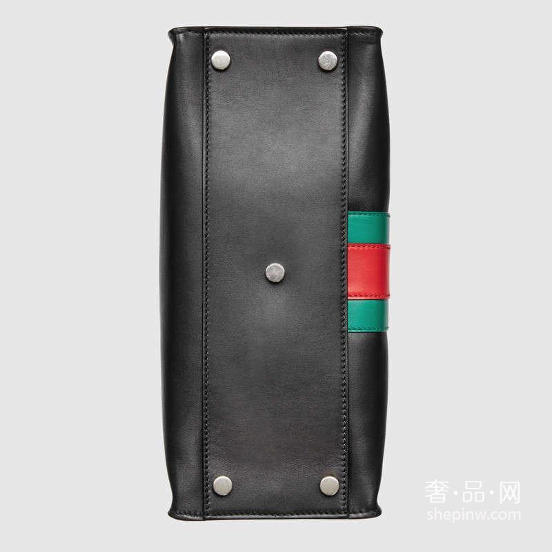 Gucci Dionysus 黑色真皮手提包444073 DRW6N 8671 绿/红/绿织带