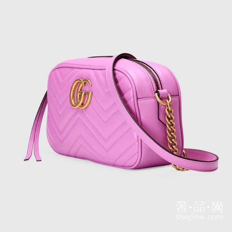 Gucci GG Marmont 447632 DRW1T 5554粉色波浪纹肩背包