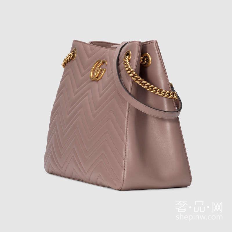 Gucci GG Marmont中号绗缝肩背包453569 DRW1T 5729 裸色