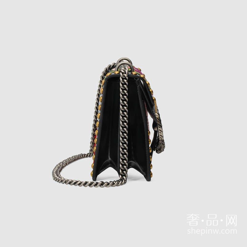 Gucci Dionysus花型图案刺绣金色铆钉真皮肩背包400249 DT9MX 1058