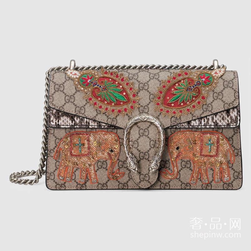 Gucci Dionysus大象和叶片刺绣肩背包400249 K8K2N 9749