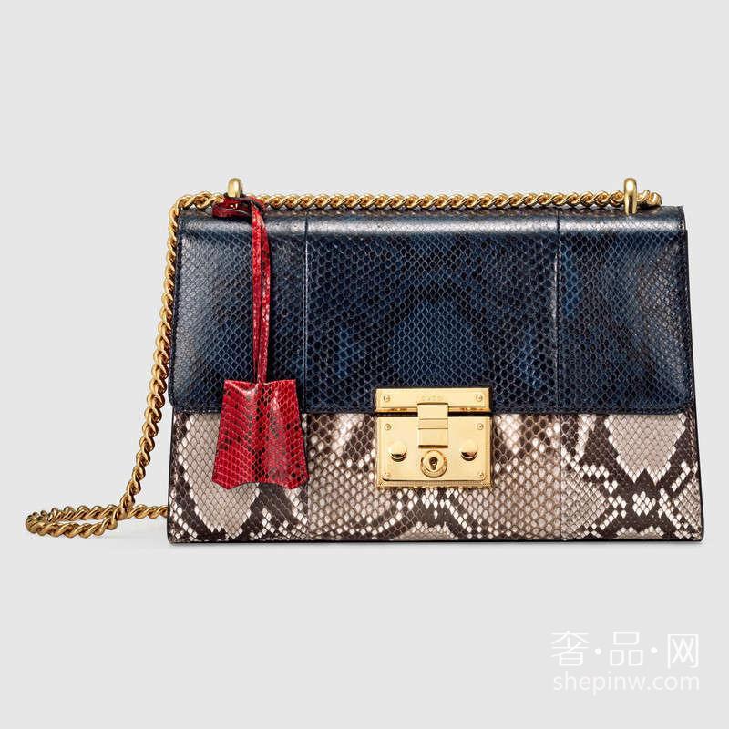 Gucci古驰 Padlock 蟒蛇皮肩背包 409486 LJCAG 4063