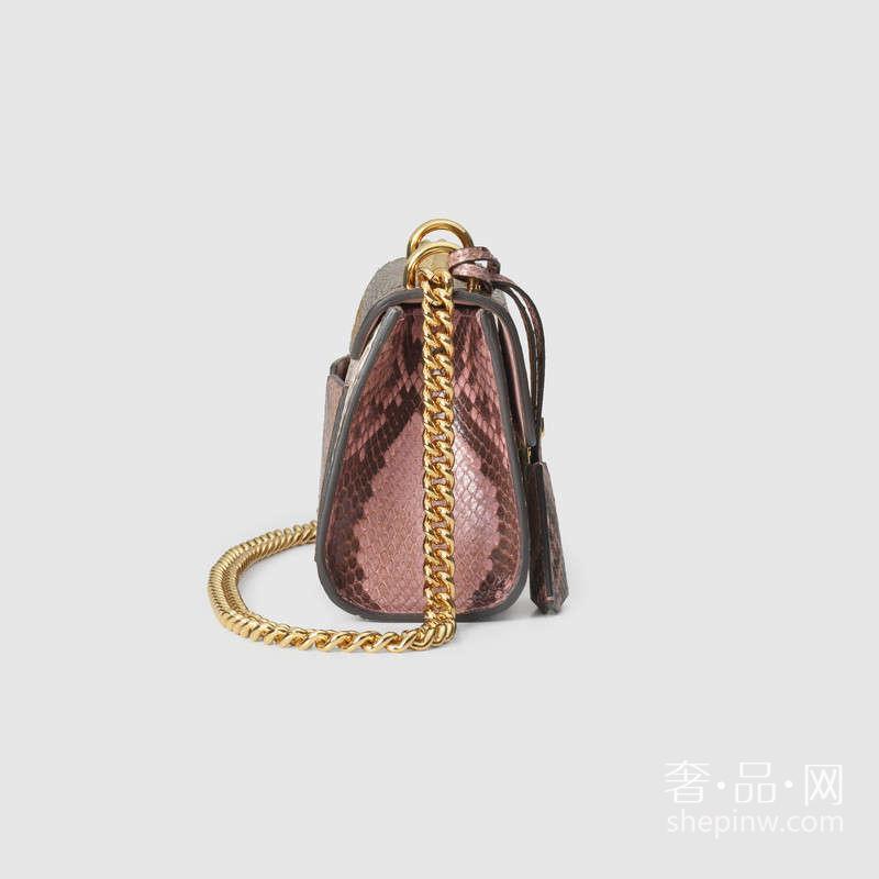 Gucci古驰酒神包 Padlock 蟒蛇皮肩背包409487 EE0AG 8275