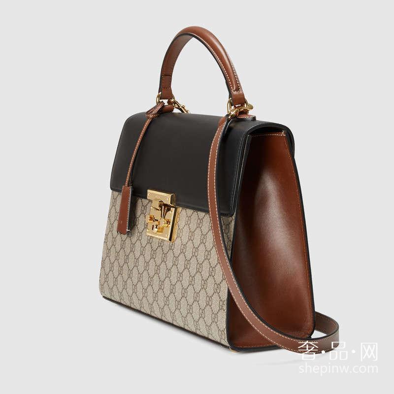 Gucci Padlock GG 高级人造革手提包 432674 KLQJG 9785中号