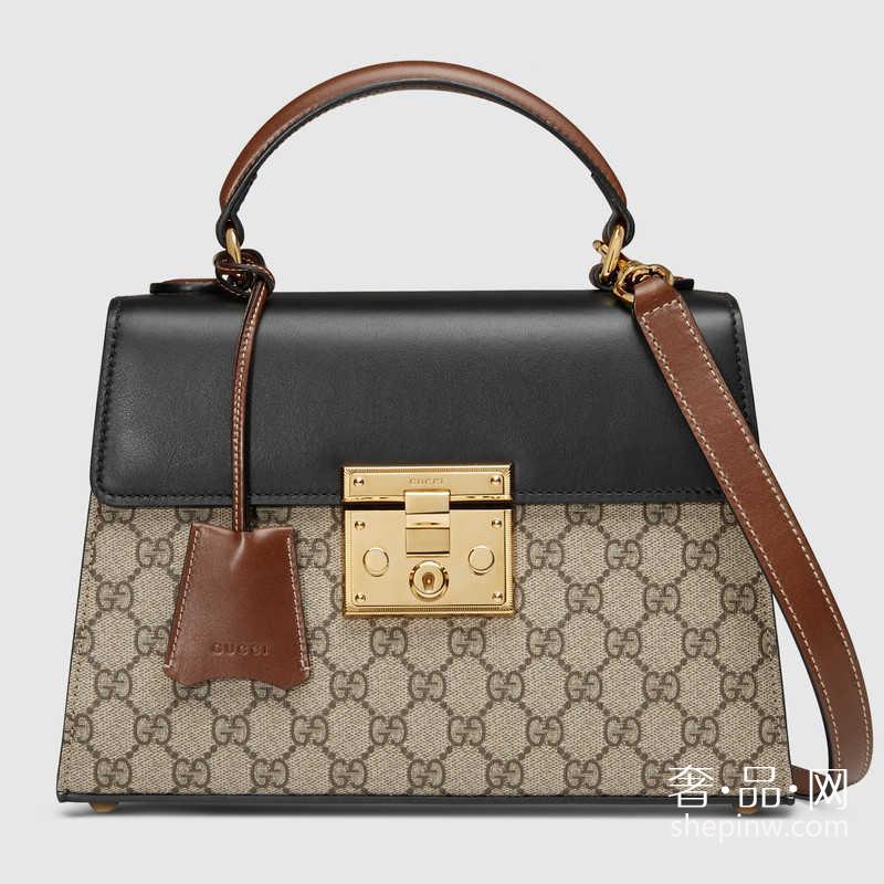 Gucci Padlock GG Supreme高级人造革手提包453188 KLQJG 9785