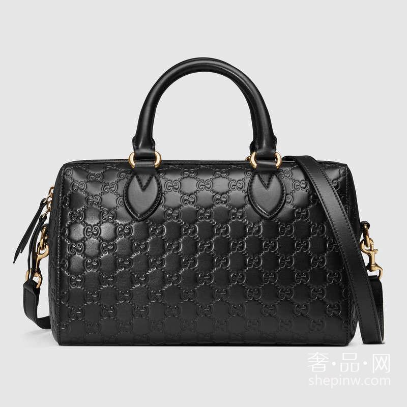 柔软Gucci Signature 453573 DMT1G 1000中号波士顿式手提包