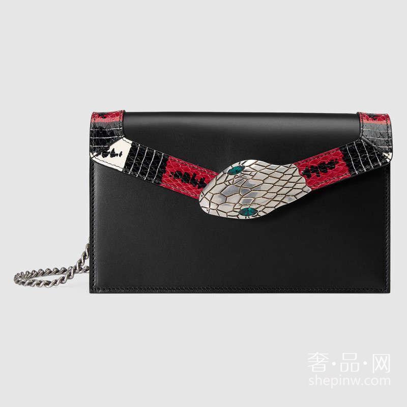 Gucci Lilith小号黑色真皮肩背包 453753 CVLSN 1097 蛇头推锁扣