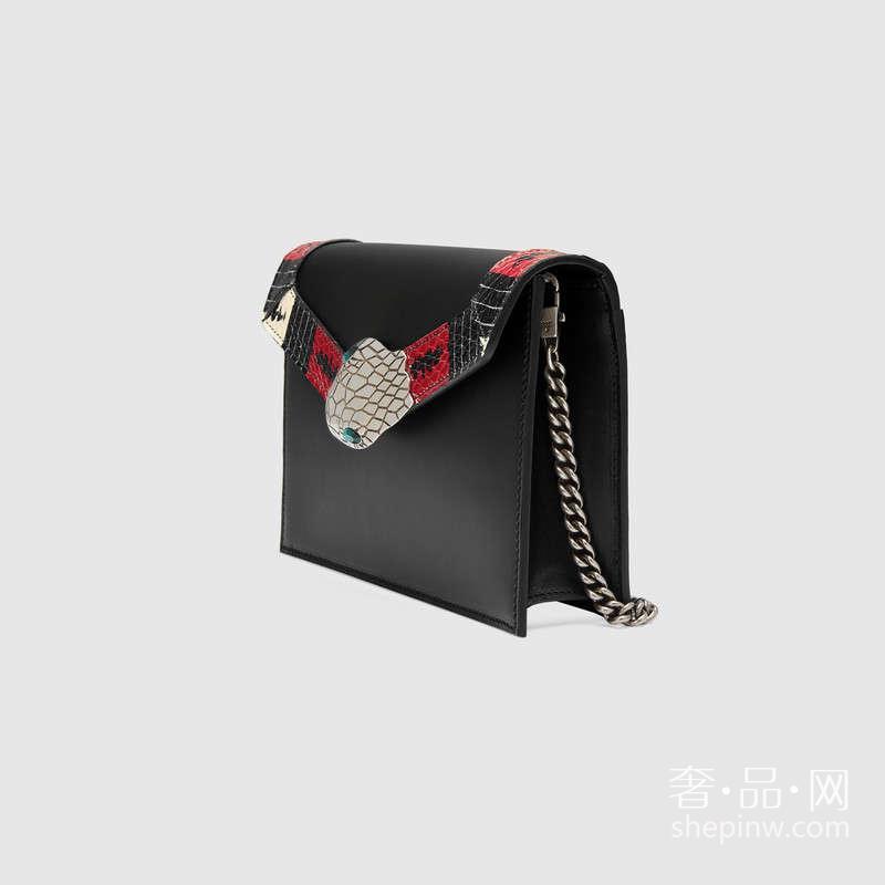 Gucci Lilith小号黑色真皮肩背包 453753 CVLSN 1097 蛇头推锁扣