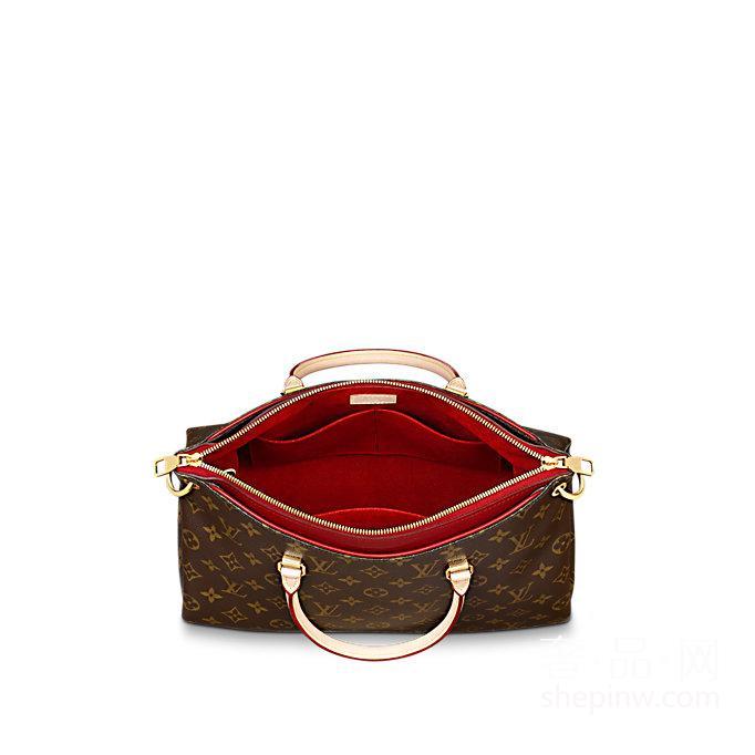 Louis Vuitton Pallas 樱桃红 魅力女士手提袋 M41175 牛皮饰边