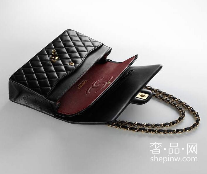 Chanel经典口盖包 Classic Flap A01112 菱格金色链条包