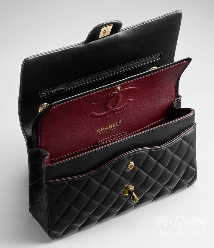 Chanel经典口盖包 Classic Flap A01112 菱格金色链条包