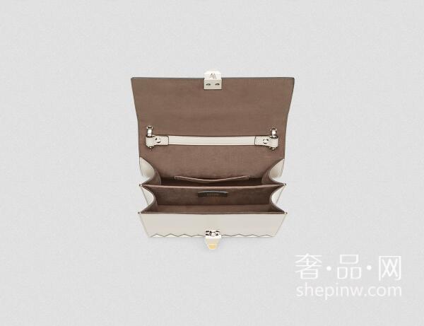 芬迪Fendi Kan I手袋Mini 粉灰色小牛皮迷你手袋 Fendi Faces图案