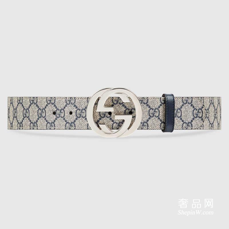 古驰皮带 Gucci G带扣 GG 高级人造革腰带411924 KGDHN 4075