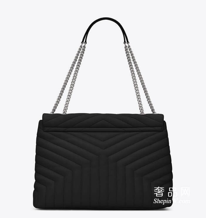 YSL圣罗兰 大号MONOGRAM SAINT LAURENT黑色“Y”字形拼接真皮长形挎包