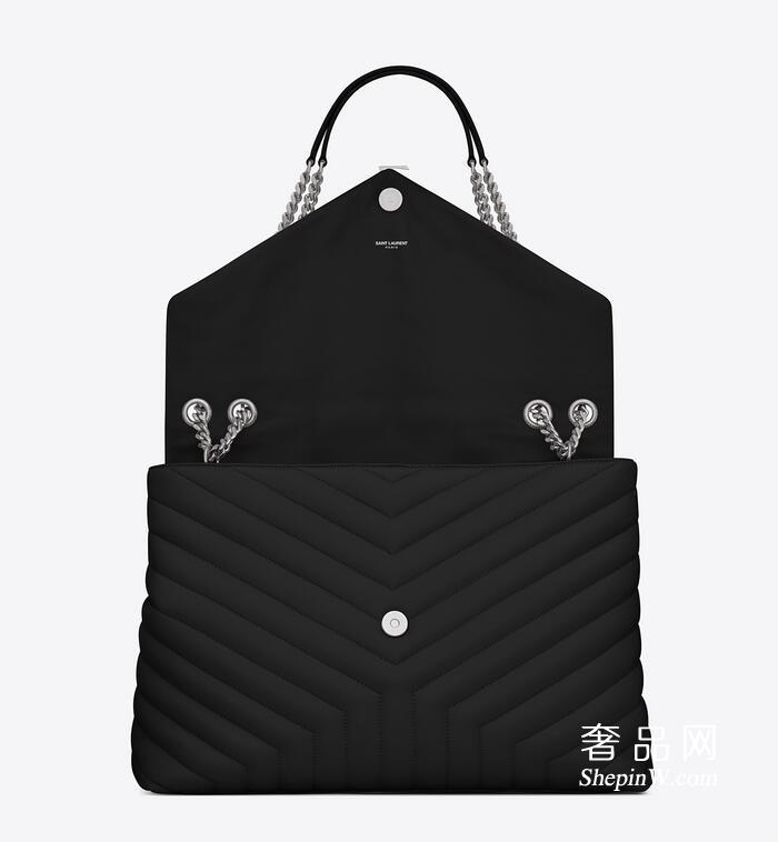 YSL圣罗兰 大号MONOGRAM SAINT LAURENT黑色“Y”字形拼接真皮长形挎包