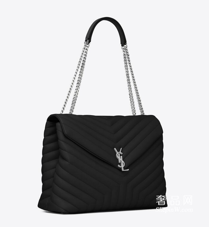 YSL圣罗兰 大号MONOGRAM SAINT LAURENT黑色“Y”字形拼接真皮长形挎包