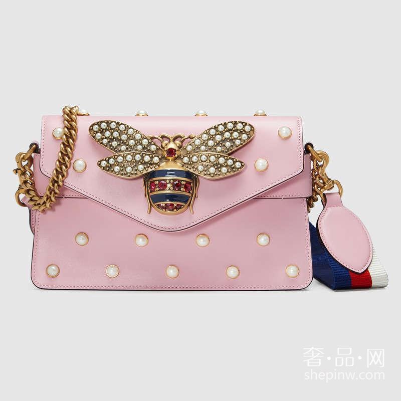 Gucci Broadway浅粉色真皮手拿包 453778 DVUDT 8007