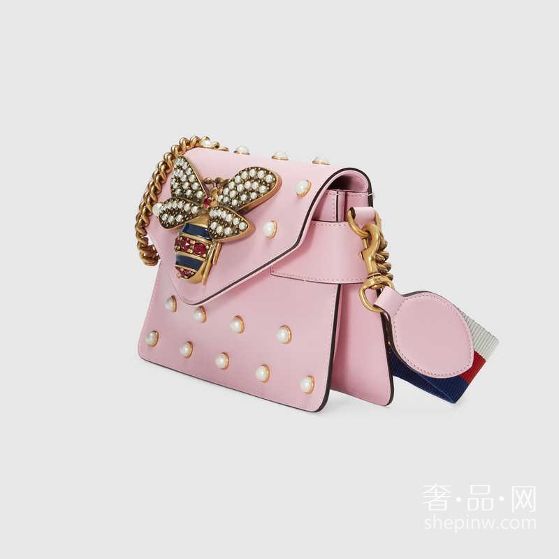 Gucci Broadway浅粉色真皮手拿包 453778 DVUDT 8007