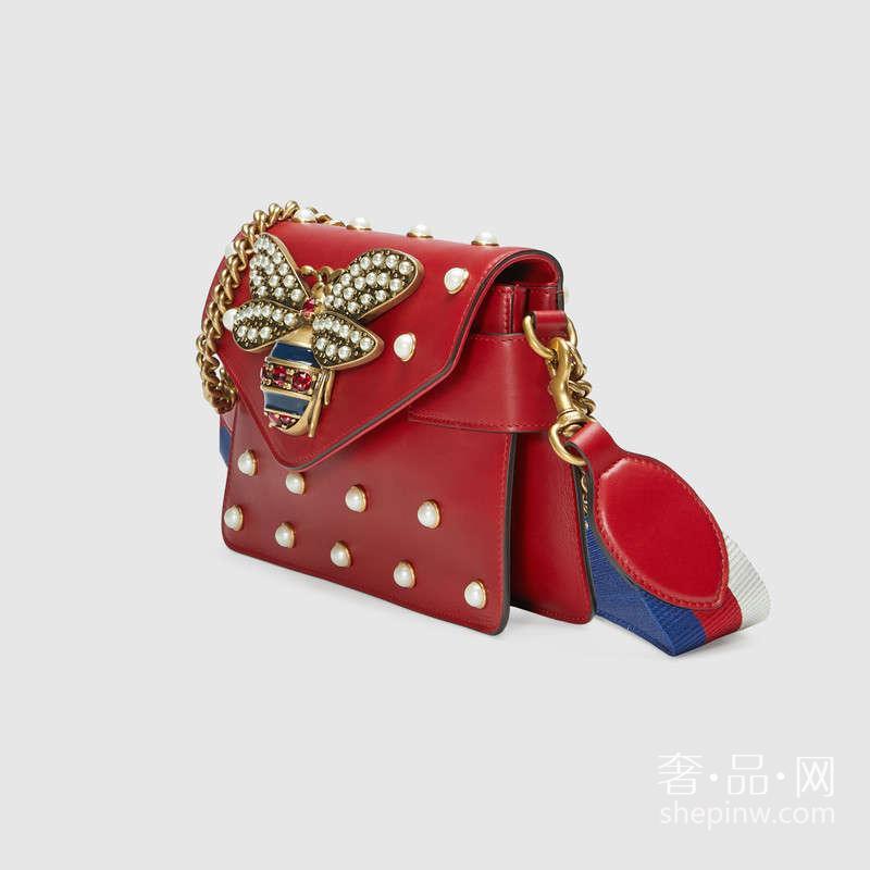 Gucci Broadway金属蜜蜂 水晶珍珠手拿包 453778 DVUDT 8024