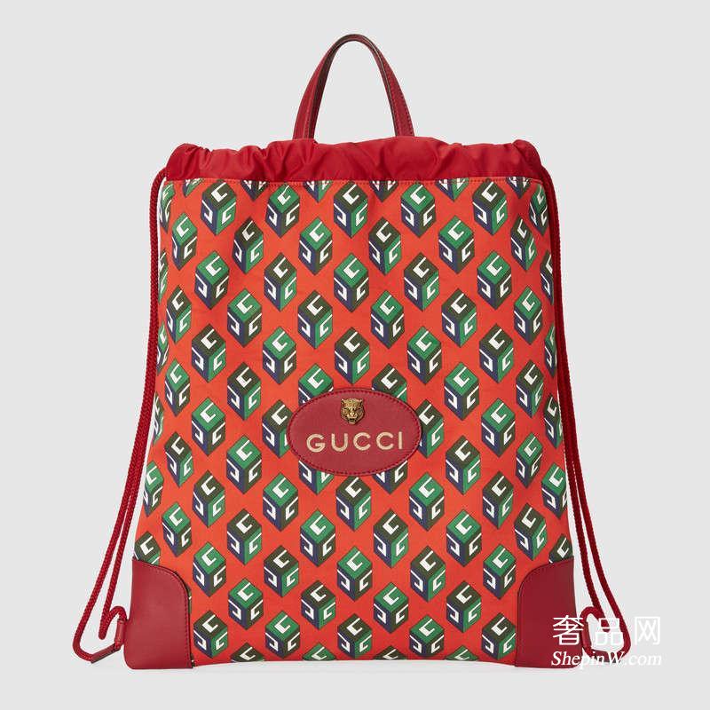 Gucci GG立体印花拉绳背包 473872 9ALBT 6561