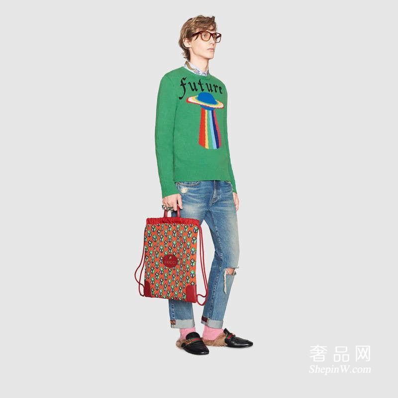 Gucci GG立体印花拉绳背包 473872 9ALBT 6561