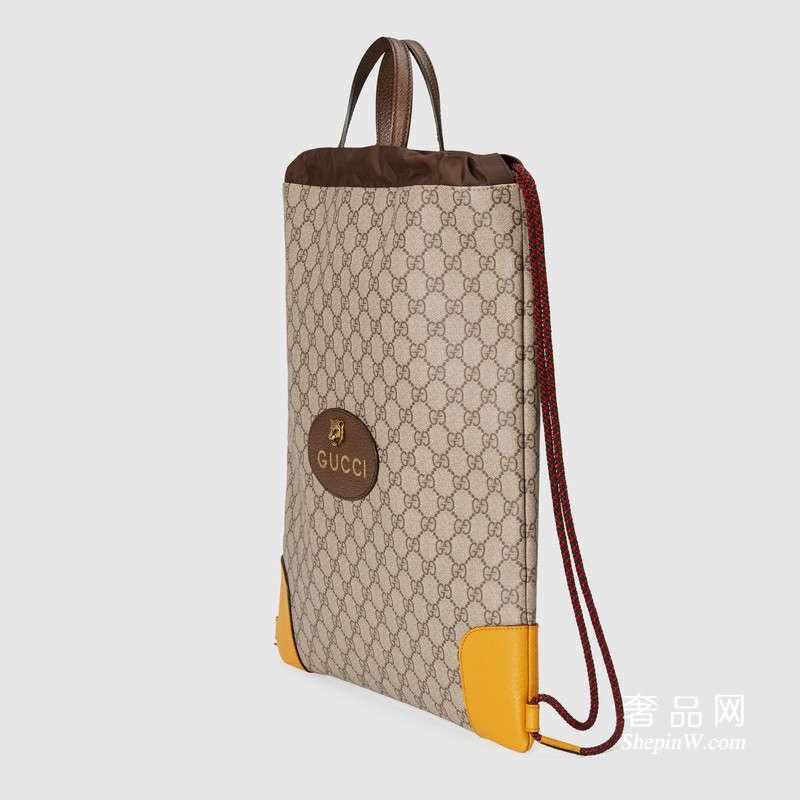 Gucci GG Supreme高级人造革拉绳背包款式 473872 K9RKT 8858