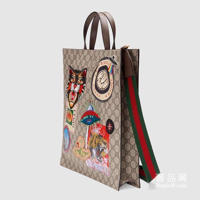 Gucci Courrier柔软GG Supreme帆布购物袋 474084 K9RNT 8967