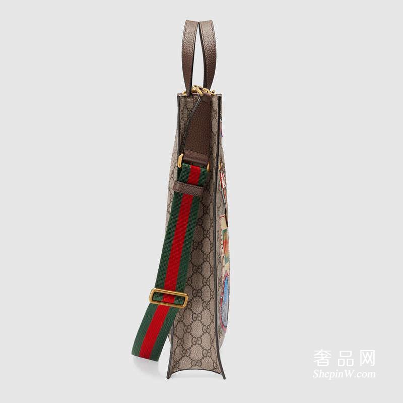 Gucci Courrier柔软GG Supreme帆布购物袋 474084 K9RNT 8967