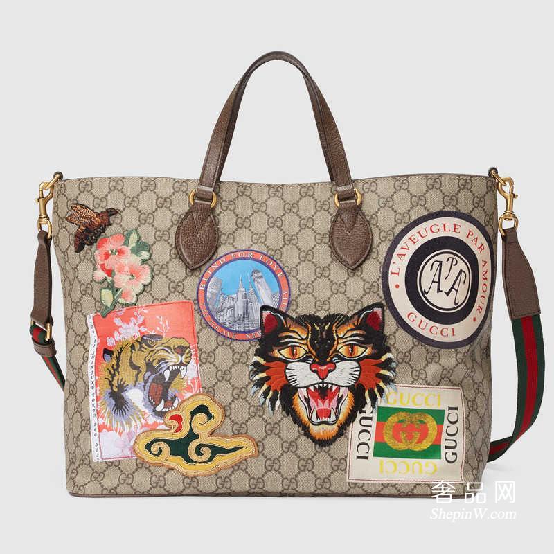 Gucci Courrier系列柔软GG Supreme 购物袋474085 K9RNT 8967