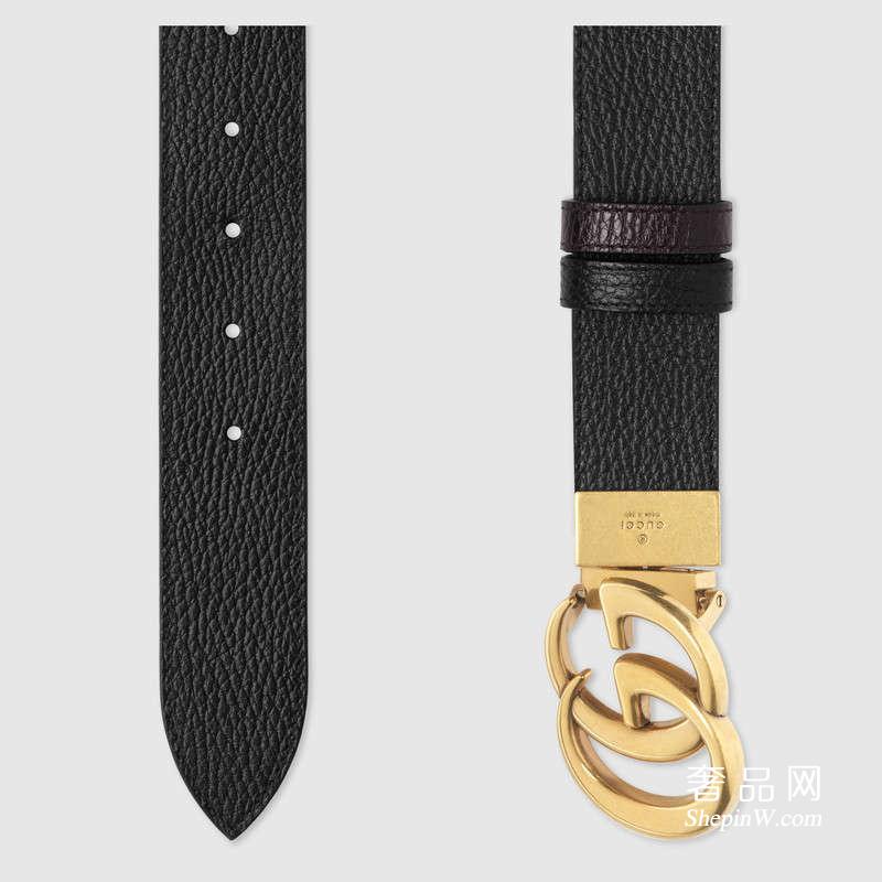 古驰皮带 Gucci双面GG带扣双面真皮腰带474350 CAO2T 1062