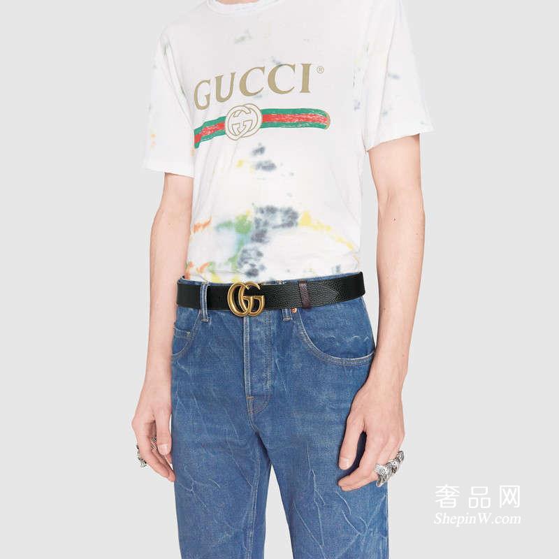 古驰皮带 Gucci双面GG带扣双面真皮腰带474350 CAO2T 1062