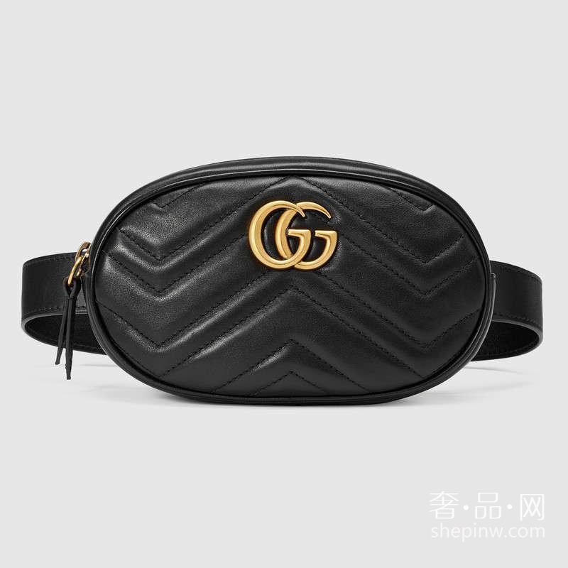 Gucci GG Marmont matelassé真皮腰包 476434 DSVRT 1000