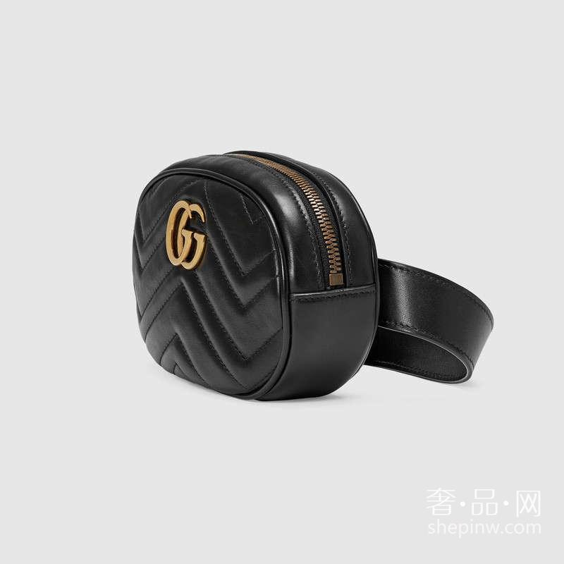 Gucci GG Marmont matelassé真皮腰包 476434 DSVRT 1000