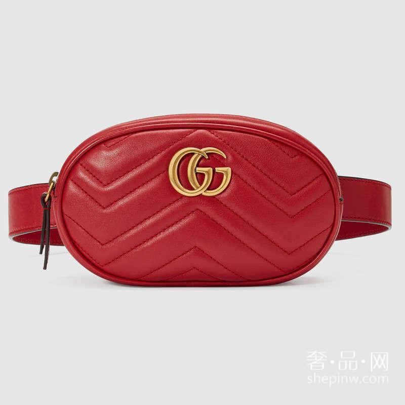 Gucci GG Marmont matelassé真皮腰包476434 DSVRT 6433