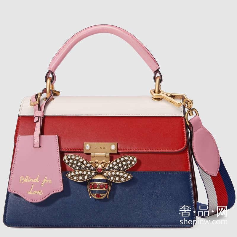 Gucci 玛格丽特皇后真皮手提包476541 DVUST 4198 “Blind for Love”