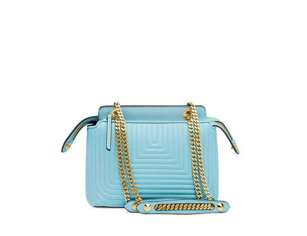 芬迪 Fendi Dotcom Click手袋 绿松石色绗缝皮革手袋 饰面金属配饰