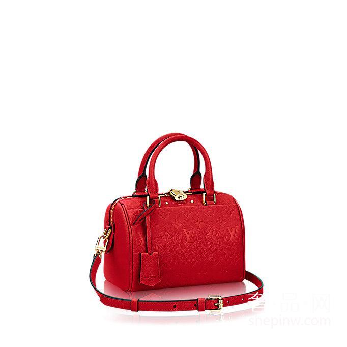 Louis Vuitton Speedy 20肩背斜挎手袋（配肩带）M42395樱桃红
