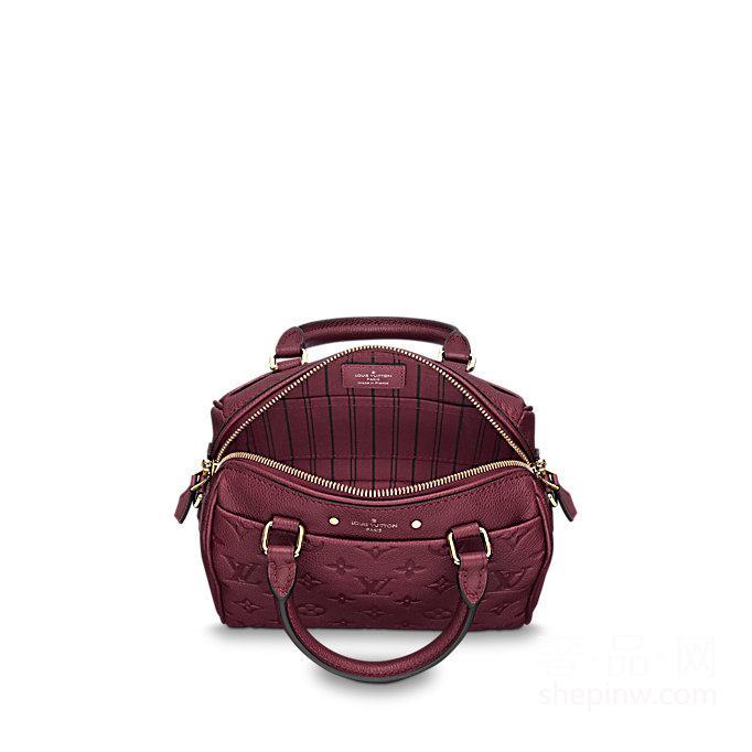 LV 路易威登女士 Speedy 20手袋 配肩带 M43500葡萄红肩背斜挎包